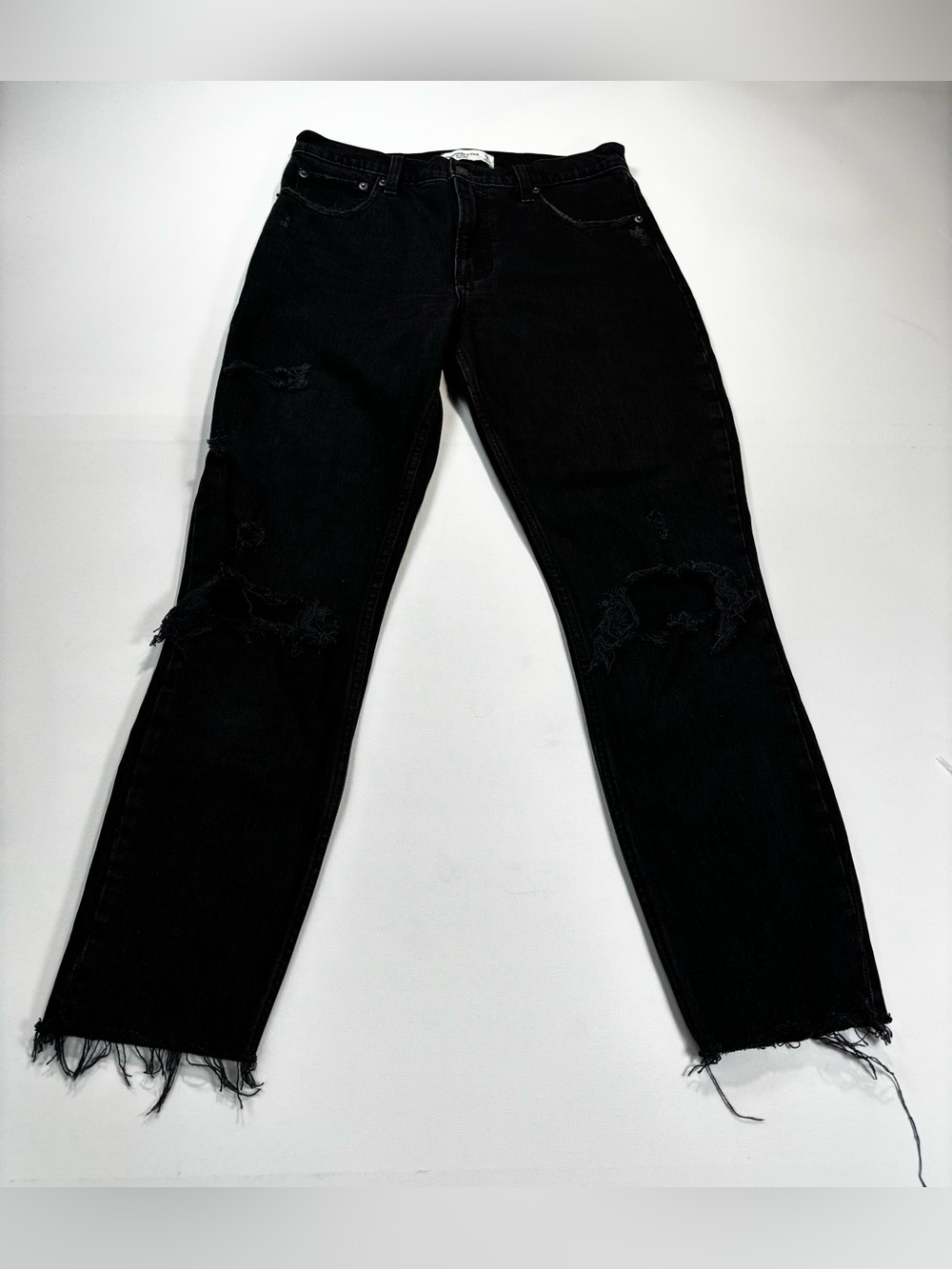 Abercrombie & Fitch Black Distressed Skinny High Rise Jeans
